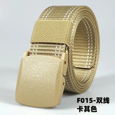 Men Fashion Casual Outdoor Solid Color Plastic Buckle Tactical Woven Nylon Belt 120cm