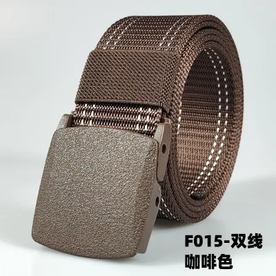 Men Fashion Casual Outdoor Solid Color Plastic Buckle Tactical Woven Nylon Belt 120cm