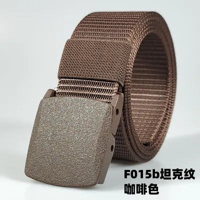 Men Fashion Casual Outdoor Solid Color Plastic Buckle Tactical Woven Nylon Belt 120cm