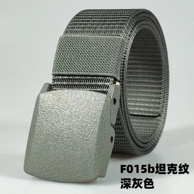 Men Fashion Casual Outdoor Solid Color Plastic Buckle Tactical Woven Nylon Belt 120cm