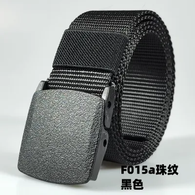 Men Fashion Casual Outdoor Solid Color Plastic Buckle Tactical Woven Nylon Belt 120cm