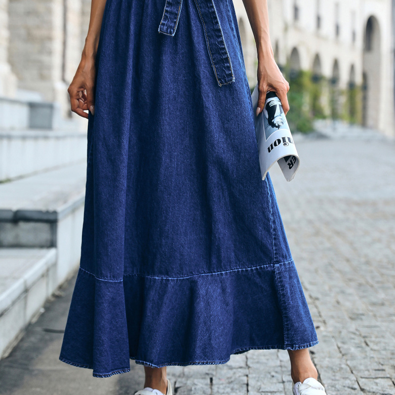 ★ GLOWNY★ AMELIA TIERED RUFFLE SKIRT DENIM GY24FASK001DM AMELIA TIERED RUFFLE SKIRT (COTTAGE BLUE) - GLOWNY