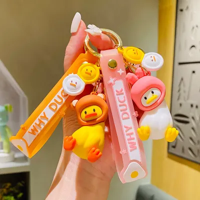 Women Fashion Cartoon Cute Crooked Neck Duck Key Chain Pendant