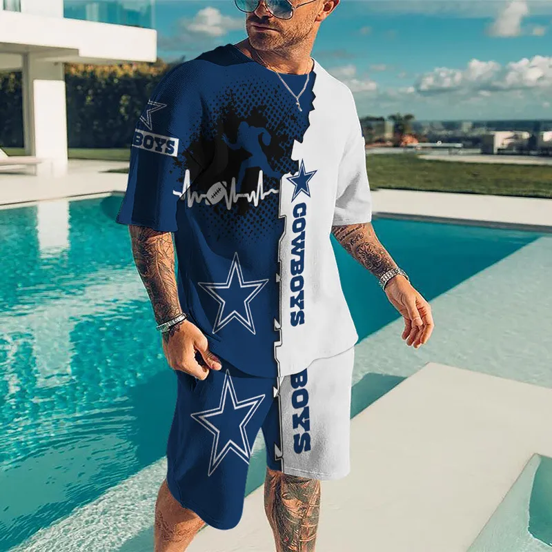 Mens Fashion Printed T-Shirt And Shorts 2PCS Set