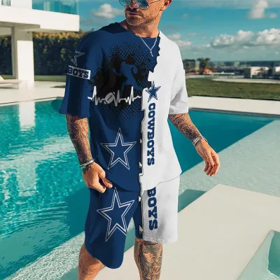 Mens Fashion Printed T-Shirt And Shorts 2PCS Set