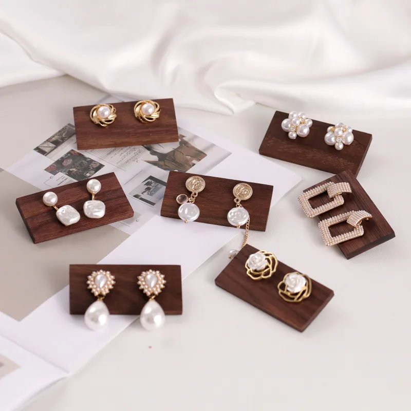 Simple Antique Square Wood Jewelry Earring Display Stand