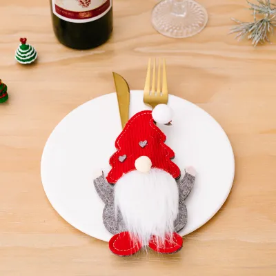 Christmas Cartoon Faceless Old Man Knife Fork Bag Decoration Tableware Supplies