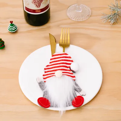 Christmas Cartoon Faceless Old Man Knife Fork Bag Decoration Tableware Supplies