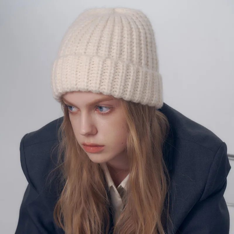 Women's Winter Fashion Simple Basic Wool Blend Knit Hat
