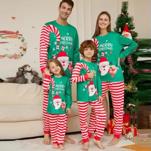 Cartoon Santa Claus Letter Print Cotton Parent-Child Pajamas Home Clothes Set Family Matching Outfits Neutral