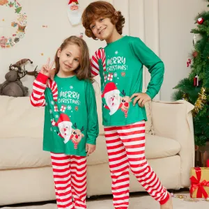 Cartoon Santa Claus Letter Print Cotton Parent-Child Pajamas Home Clothes Set for Neutral Gender