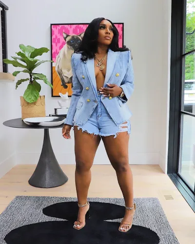 Women's Double-Breasted Denim Jacket Casual Slim Fit