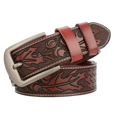 Fashion Casual Vintage Animal Texture PU Metal Buckle Belt
