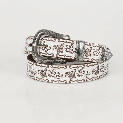 Women Fashion Casual Vintage Butterfly Versatile PU Metal Buckle Belt