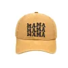 Yellow-Three Row MAMA Baseball Cap
