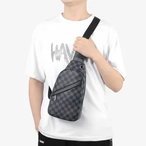 Men's Fashion Casual Business Street Trend PU Leather Zipper Chest Bag