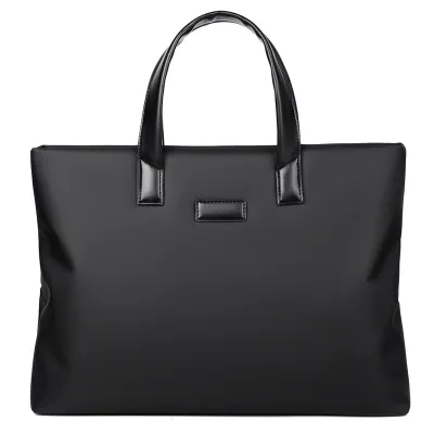 Men Fashion Casual Business Solid Color Zipper Oxford Handle Bag
