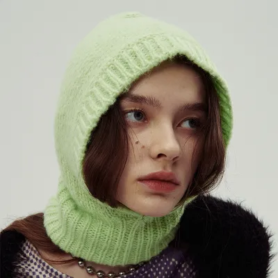 Winter Women Fashion Solid Color Wool Warm Pullover Knitted Hat