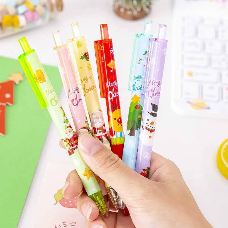 Fashion Cartoon Creative Christmas Series Transparent Flower Pole Press Gel Pen Stationery 0.5mm