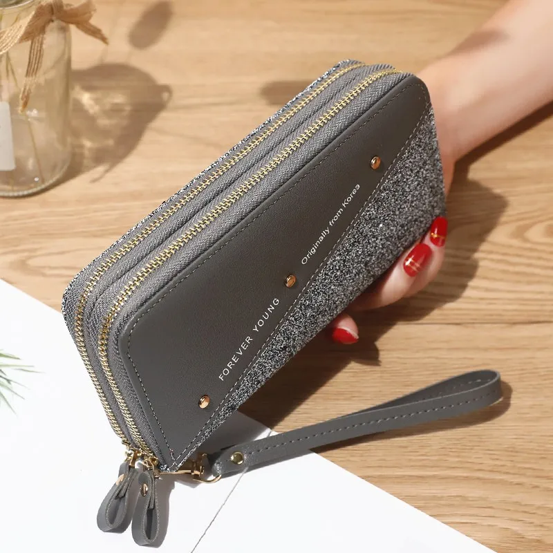 Wholesale Women'S Fashion Thin Shiny Zipper Long Purses
