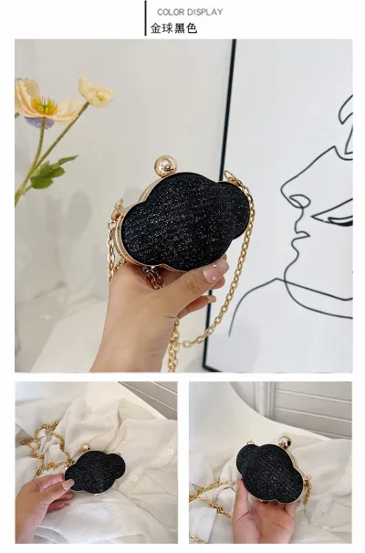 Women Creative PVC Shell Chain Mini Crossbody Evening Bag with Hook Closure