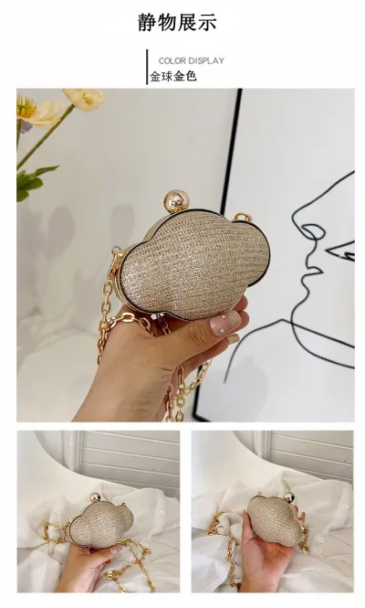 Women Creative PVC Shell Chain Mini Crossbody Evening Bag with Hook Closure