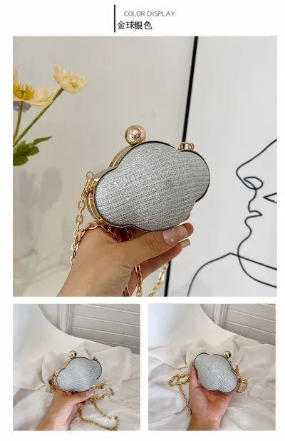 Women Creative PVC Shell Chain Mini Crossbody Evening Bag with Hook Closure