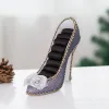 Purple Gray Fishtail Skirt High Heels