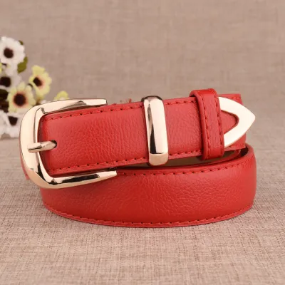 Women Fashion Casual Solid Color Versatile Patent Leather Metal Buckle Belt