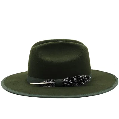Men Women Fashion Casual Party British Style Feather Fedora Hat