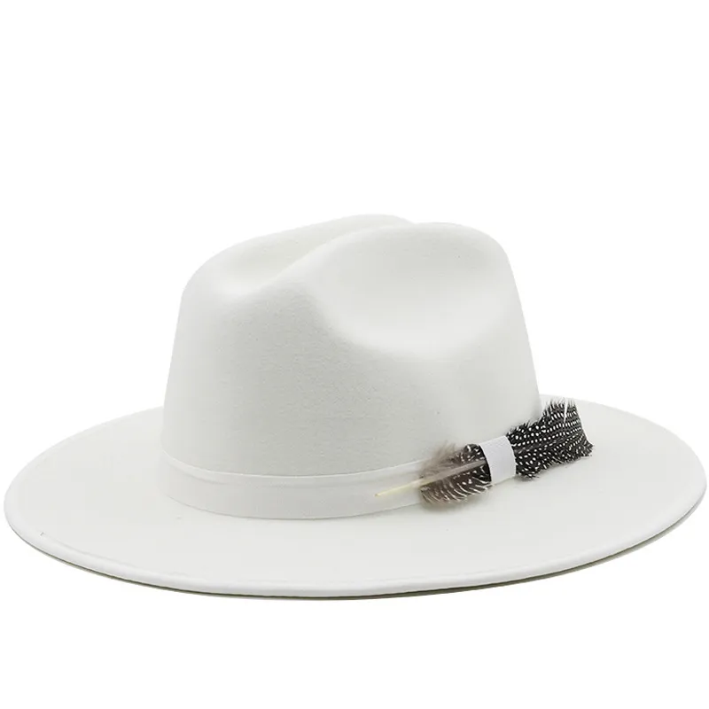 Men Women Fashion Casual Party British Style Feather Fedora Hat