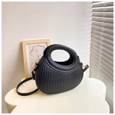 Summer Women Fashion Solid Color Irregular 3D Stripe PU Shoulder Crossbody Bag