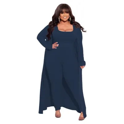 Women Plus Size High Elastic Knit Top Jacket Pants Set Street Hipster Style Three Piece Sets