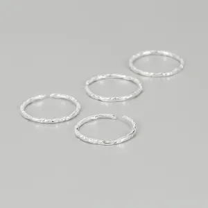 Women Fashion Sterling Silver Simple Irregular Creased Texture Geometric Ring
