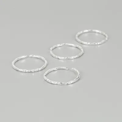 Women Fashion Sterling Silver Simple Irregular Creased Texture Geometric Ring