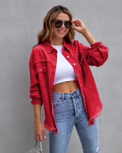 Women Casual Lapel Ripped Extra Long Denim Coat Street Hipster
