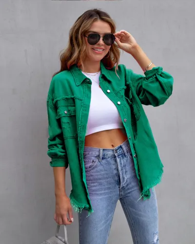 Women Casual Lapel Ripped Extra Long Denim Coat Street Hipster