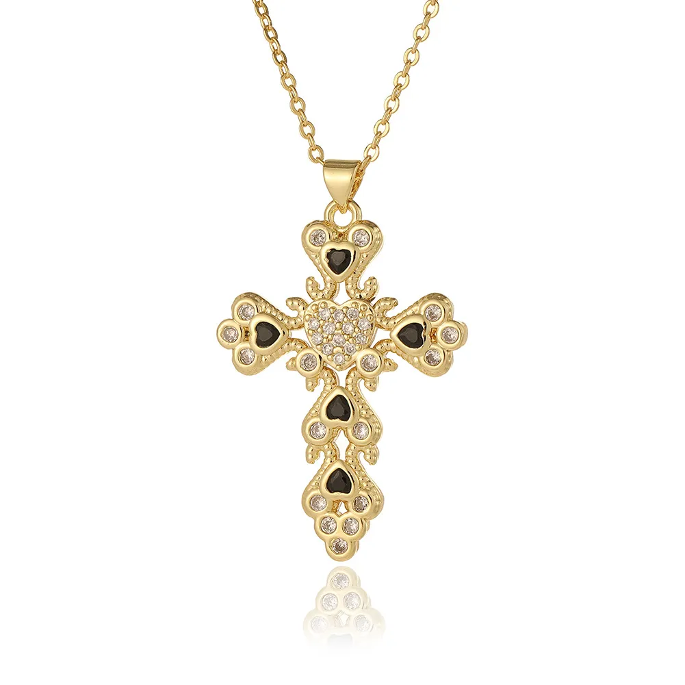 Collier Avec Croix Saint Nicolas - Pendentif 11x7,5 Cm Rouge Et Or - Accessoire Costume évêque, Carnaval, Fête Traditionnelle