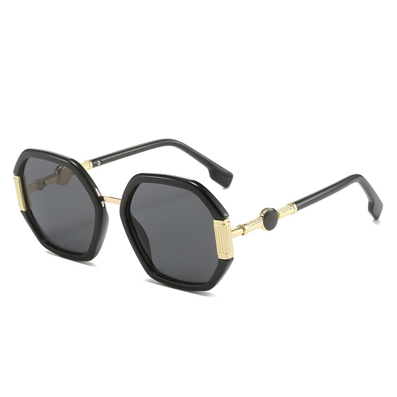 Wholesale Women Fashion Polygon Metal Marine Color Sunglasses