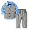 Grey Pad Blue Shirt Four-Piece Set