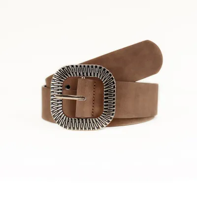 Women Fashion Casual Solid Color Vintage PU Metal Buckle Belt