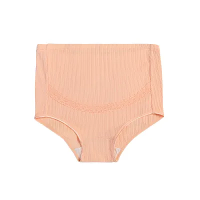 Pregnant Women Breathable Ribbed High Waist Adjustable Cotton Briefs