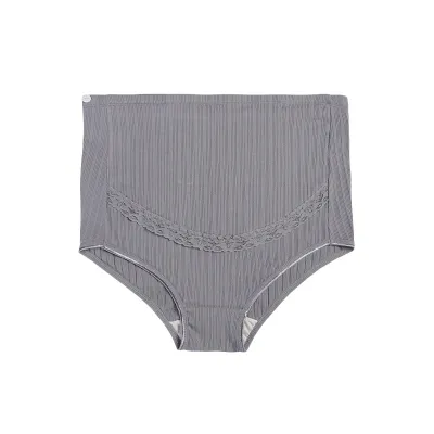 Pregnant Women Breathable Ribbed High Waist Adjustable Cotton Briefs