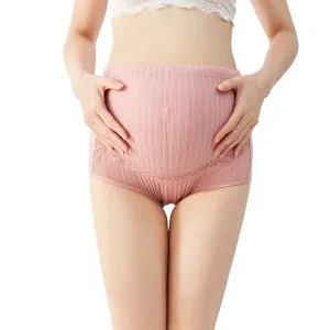 Pregnant Women Breathable Ribbed High Waist Adjustable Cotton Briefs