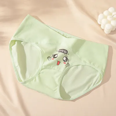 Pregnant Women Cartoon Expression Printing Comfortable Abdomen-Supporting Cotton Underwear