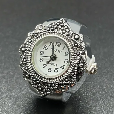 Fashion Simple Retro Couple Quartz Mini Ring Watch Stainless Steel Alloy
