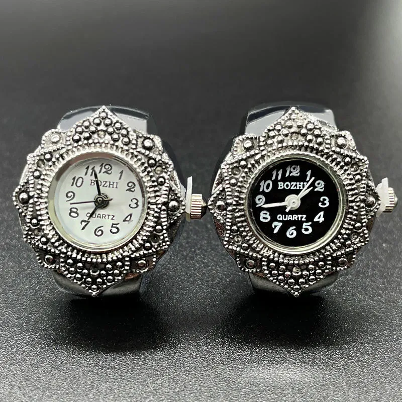 Fashion Simple Retro Couple Quartz Mini Ring Watch Stainless Steel Alloy