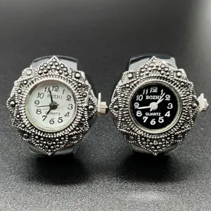 Fashion Simple Retro Couple Quartz Mini Ring Watch Stainless Steel Alloy