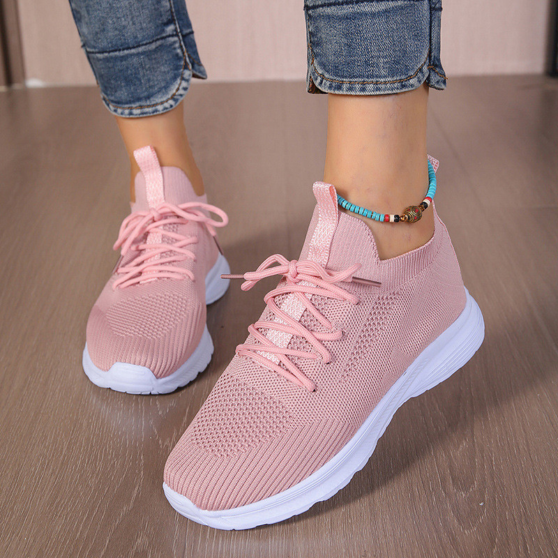 Wholesale Women Casual Plus Size Solid Color Breathable Sneakers