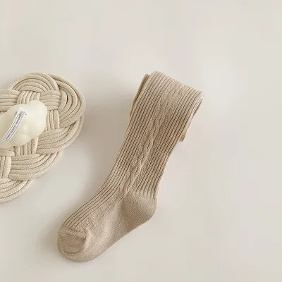 Kids Toddler Girls Casual Solid Color Bow Knitted Leggings One-Body Socks for Spring Autumn